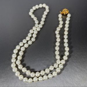 Vintage 50s Style Faux Pearl Gold Button Filigree